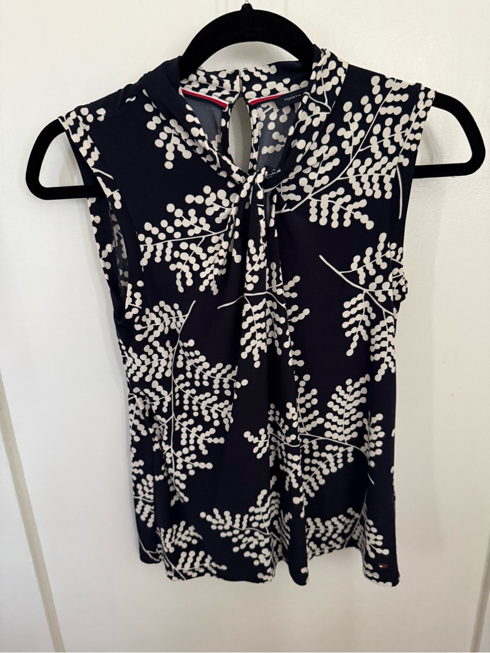 Tommy Hilfiger Navy Tie-Neck Top